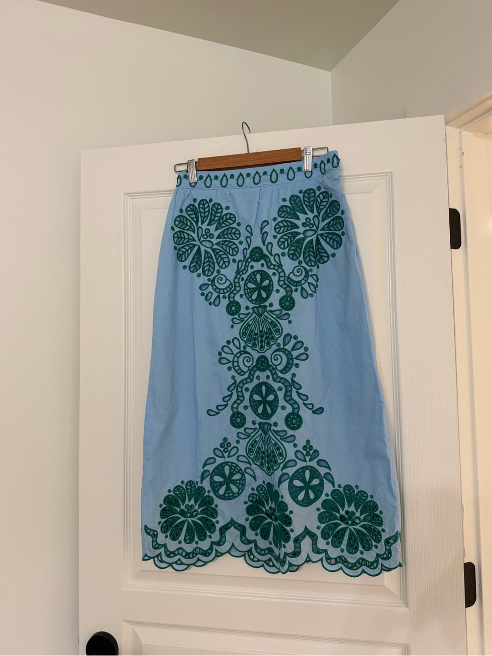 NWT Broderie Anglaise Cotton-Poplin Midi Skirt - Picture 11 of 15